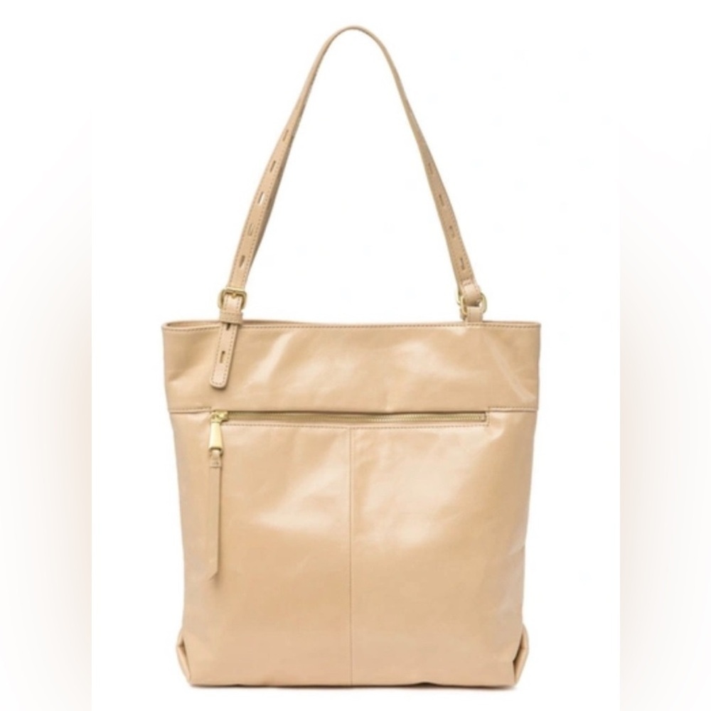 Hobo Lennon Cream Leather Tote Purse zipped closure shoulder adjustable strap OS